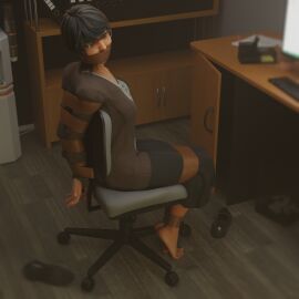 1:1 1girls 2024 3d alternate_version_at_source black_hair bondage bound_arms bound_legs chair clothed clothed_bondage clothing computer desk deviantart feet female female_only fully_clothed fully_clothed_female gag gagged glasses hi_res indoors ironlawbringer judge_eyes lost_judgment medium_hair rgg_studio ryuu_ga_gotoku saori_shirosaki sega sitting sitting_on_chair sweater tape_gag
