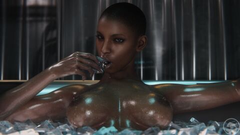 1girls 3d breasts casual cyberpunk_2077 dark-skinned_female dark_skin female ferdinand_(artist) human nipples t-bug_(cyberpunk_2077)