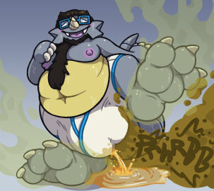 3_toes anthro balls balls_outline barefoot beard belly big_bulge big_feet big_toes bodily_fluids bottomwear bulge claws clothing detailed_bulge facial_hair fart fart_cloud fart_fetish feet foot_focus generation_1_pokemon genital_fluids genital_outline hair male moobs navel nintendo nipples non-mammal_nipples onomatopoeia overweight overweight_anthro overweight_male peeing penis penis_outline pokemon pokemon_(species) rhydon simple_background smelly smelly_feet solo sound_effects stink_fumes sweat sweatdrop sweaty_arms sweaty_belly sweaty_body sweaty_face sweaty_feet tail text toe_claws toes underwear urine urine_stream watersports wet wet_clothing wet_underwear wetting wetting_bottomwear yowesephth