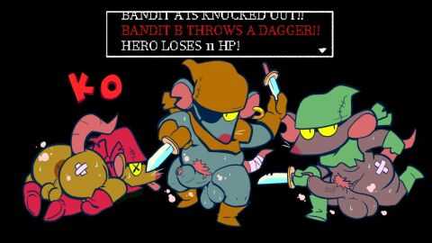 2024 anthro anus ass backsack balls ballsack bandage brown_body clothing ear_piercing ear_ring english_text erection eye_patch eyewear genitals grey_body group hat headgear headwear lying male mammal moobs murid murine nipples penis piercing pokonuki rat ring_piercing rodent simple_background slightly_chubby text tongue tongue_out weapon