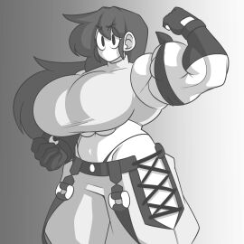 abs biceptember big_breasts black_hair breast_outline breasts female female_focus female_only flexing flexing_bicep marie_(tag-a-long) mime mime_girl mouthless mouthless_female muscles muscular muscular_arms muscular_female noseless original original_art original_artwork tag-a-long white_body white_skin