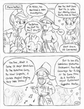 alicorn anthro applejack_(mlp) arms_tied ass baton big_butt black_and_white blue_nile_(mlp) bondage bound butt_slap circe_(artist) clothed clothed_anthro clothed_female clothing coat comic cowboy_hat cowboy_outfit cutie_mark detective dialogue earth_pony english_text equid equine facial_hair female fluffy fluffy_hair fluffy_tail freckled_face freckles friendship_is_magic fully_clothed fully_clothed_anthro fully_clothed_female group hair hands_tied harp hasbro hat headgear headwear horn horse inspector_jacques_clouseau louise_the_singing_harp_(mlp) male male/female mammal monochrome moustache musical_instrument musical_note musical_symbol my_little_pony mythological_creature mythological_equine mythology page_number partially_clothed_anthro partially_clothed_female pegasus pink_panther_(series) pinkie_pie_(mlp) plucked_string_instrument pony rainbow_dash_(mlp) rarity_(mlp) slap spanking speech_bubble string_instrument sweater sweater_vest symbol tail text topwear trenchcoat twilight_sparkle_(mlp) unicorn unicorn_horn vest wings