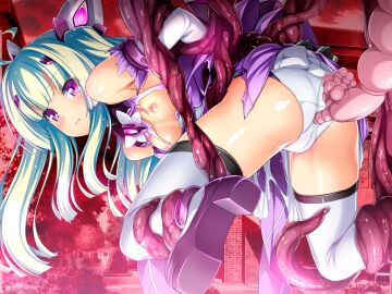 ahoge amakubo_yuri arms_behind_back ass breasts brooch cameltoe detached_sleeves dress elbow_gloves exs-tia_flora female game_cg ganusgil gloves green_hair hair_ornament imminent_anal imminent_penetration imminent_rape inoino jewelry kouyoku_senki_exs-tia large_variant_set leg_grab long_hair looking_back magical_girl monster_boy nipples non-web_source official_art purple_eyes purple_skirt pussy red_sky restrained shiny_skin shoes skirt sky slime_(substance) small_breasts solo spread_legs suspension tentacle tentacles_under_clothes thighhighs thighs torn_clothes torn_dress torn_skirt variant_set white_gloves white_thighhighs