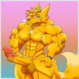 abs balls big_boner big_penis big_tail boner bracelet cum cumming fennec furry glans male masturbation muscles muscular muscular_furry naked neckless orange_fur orgasm orgasm_from_masturbation pecs penis precum purple_eyes standing_up taiko-sihori tongue tongue_out