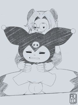 2024 accessory american_opossum animated anthro balls carrying carrying_partner cock_ring danielsangmr duo eyewear female fleshlight fleshlight_position genitals glasses grin hi_res jewelry kuromi lagomorph leporid looking_at_viewer male male/female mammal marsupial moan onegai_my_melody penetration penis penis_accessory penis_jewelry rabbit sanrio sex size_difference smile sruto