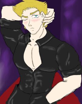 1adult adult_only battle_tendency black_clothing blonde_hair blue_eyes digital_art human_artist jojo's_bizarre_adventure koty koty_(artist) male muscular muscular_male no_ai rudolph_von_stroheim solo solo_focus solo_male