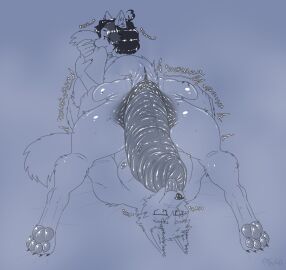 anal anal_prolapse anthro anus ass big_anus butt_tattoo canid canine canis catstopher_colombus_(kittykuscell) domestic_cat duo felid feline felis freckled_butt freckles glistening glistening_butt hair highlights_(coloring) huge_anus kissing_prolapse kittykuscell licking loose_anus loose_orifice lying male male/male mammal markings mole_(marking) mole_on_butt musk musk_clouds musky_butt on_back on_front onomatopoeia oral prolapse prolapse_lick rimming sex short_hair sound_effects spread_legs spreading steam tattoo text tongue wolf