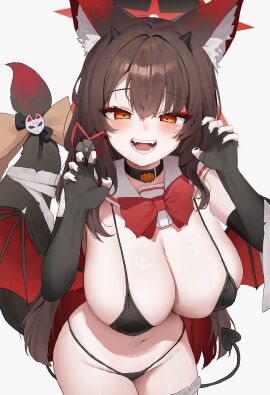 bikini black_bikini black_nails blue_archive breasts claw_pose fangs female huge_breasts nail_polish painted_nails seven_prisoners_(blue_archive) wakamo_(blue_archive)