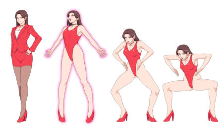 armpits ass brainwashing breasts female haigure haigure_pose high_heels highleg highleg_leotard huge_ass huge_breasts leotard mind_control transformation transformation_sequence