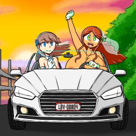 2girls breasts car clara_garcia driving female joana_jimenez married_couple motor_vehicle multiple_females multiple_girls nairod103098 nude steering_wheel tagme