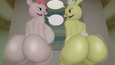 1boy 1girls 2024 3d 3d_(artwork) :3 anthro ass asscheeks big_ass big_breasts big_butt bowtie breasts bubble_ass bubble_butt bunny buttcheeks caked_up chipmunk competition cottontail_rabbit cuddles cuddles_(htf) dialogue duo eyebrows female female/male fur furry giggles_(htf) grin happy_tree_friends lagomorph large_breasts leporid looking_at_another looking_at_partner male mammal motion_lines motion_outline nude pink_fur plump_ass plump_butt rabbit raised_eyebrows rodent rosy_cheeks side_boob sideboob skulltronprime969 smile tail text thick thick_ass thick_thighs twerk twerking twerking_position twerkoff yellow_fur