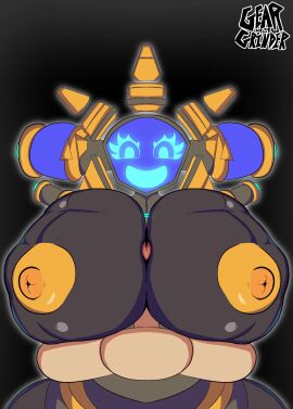 2d animated boobjob eleanor_(geargrinder44) floating_hands floating_object geargrinder44 glowing_eyes glowing_face hands_free_paizuri huge_breasts mob_face nipples object_head orange_nipples paizuri paizuri_lead_by_male robot robot_girl sound tagme titjob tv tv_head video yellow_areola