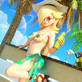 1girls 3d alternate_costume bikini blonde_hair breasts darklordiiid female female_only mario_(series) nintendo princess_rosalina solo super_star_bikini tagme