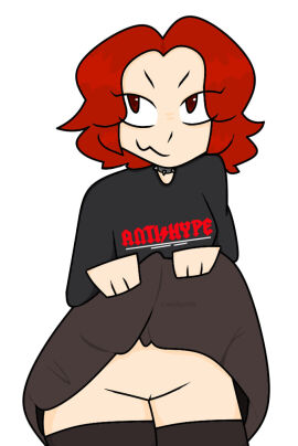 female pussy red_eyes red_hair skirt