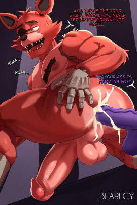 anal anal_sex anthro anthro_only anus ass ass_focus backsack balls ballsack bearlcy bonnie_(fnaf) broken cum cum_in_ass cum_inside ejaculating ejaculating_cum ejaculation erected_penis erection eyebrows eyepatch fangs five_nights_at_freddy's fnaf foxy_(fnaf) furry furry_only male male/male male_only metal_hand muscular muscular_male nipples penetration penis red_fur signature simple_background spreading_cheeks spreading_own_ass tagme testicles text veiny_penis yellow_eyes