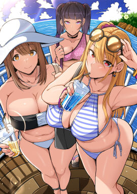 ahe_gao big_areola big_breasts bikini blindfold blowjob bondage breasts censored collar female ffm_threesome glasses group gyaru harem kimono male mosaic_censoring nakadashi ponytail sole_male suinose swimsuit twintails
