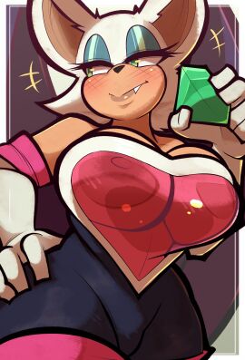 1girls 2024 2d animal_ears animal_nose anthro bare_shoulders bat bat_ears bat_girl big_areola big_breasts big_nipples black_bodysuit black_nose blue_eyeshadow bodysuit boltycat breasts chestplate closed_mouth clothed clothed_female clothing covered_nipples cowboy_shot digital_drawing digital_drawing_(artwork) digital_media digital_media_(artwork) elbow_gloves eyelashes eyeshadow fang female female_only furry furry_female furry_only gem gloves green_eyes hand_on_hip holding_object looking_away mammal mobian mobian_(species) mobian_bat narrowed_eyes nipples rouge_the_bat see-through see-through_clothing sega shiny_clothes smile snaggle_tooth solo sonic_(series) sonic_adventure_2 sonic_the_hedgehog_(series) standing tagme white_fur white_gloves white_hair