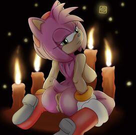 1girls amy_rose anus ass breasts candles female furry gatako_art kneeling looking_back mostly_nude mostly_nude_female pussy sega sonic_(series) sonic_the_hedgehog_(series)