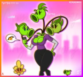 2d 2d_(artwork) 3girls agonywelds angelsagony ass big_breasts breasts female garfield_(series) garfield_the_cat looking_at_phone meme peashooter_(pvz) plant plant_girl plantie plants_vs_zombies pvz self_upload smoking_pipe sunflower_(pvz) taller_female thick_ass thick_thighs thighs threepeater_(pvz) wide_hips