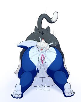 2024 4:5 anal anal_sex anthro anus ass balls black_body black_fur blackjack_(pinkbutterfree) blue_body blue_yoshi bodily_fluids breasts cum cum_in_ass cum_in_pussy cum_inside domestic_cat duo felid feline felis female fur genital_fluids genitals hi_res lonbluewolf male mammal mario_(series) multicolored_body multicolored_fur nintendo penetration penis pussy white_body white_fur