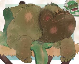 absurd_res anal anus balls big_balls blush bodily_fluids body_hair butt_hair chernobog_kuzarnak digit_ring dragon feet foot_focus from_front_position genitals ghangaji hi_res huge_balls hybrid hyper hyper_balls hyper_genitalia jewelry male male/male mating_press mature_male mythological_creature mythological_scalie mythology orc peril pubes puffy_anus questionable_consent ring rough_sex scalie sex sweat toe_ring toes