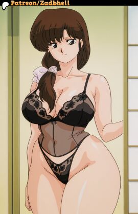 1girls ai_generated ass ass_focus big_ass big_breasts cameltoe cheating curvy curvy_figure hair kasumi_tendo mature_female pussy ranma_1/2 room smile thong voluptuous voluptuous_female zadbhell