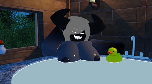 1girls 3d bath bathing bathroom big_breasts breasts demon demon_girl duck female female_only lampshaderr34 nipples roblox robloxian rubber_duck tagme