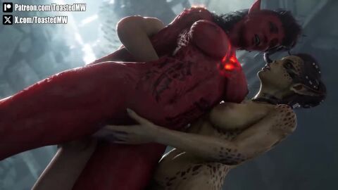 1boy 2girls 3d 3d_animation animated baldur's_gate_3 big_breasts breasts fantasy fingering githyanki horns interspecies jellyfishjubilee karlach lae'zel light-skinned_male moan moaning naked naked_female nipples nude nude_female penetration pointy_ears saberwolf8 sex sound sound_effects standing standing_sex tagme tiefling toasted_microwave vaginal vaginal_penetration vaginal_sex video