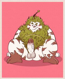 06betos11 2024 anthro balls blush bodily_fluids erection genital_fluids genitals hi_res male male_only mammal overweight overweight_male penis precum simple_background solo white_body