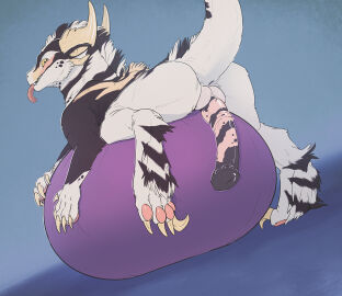 animal_genitalia animal_penis ass backsack balls ballsack claws drakawa equine_genitalia equine_penis felkin fur genitals hug hugging_object hugging_pillow looking_at_viewer looking_back looking_back_at_viewer male mottled mottled_genitalia pawpads penis penis_backwards pillow presenting presenting_hindquarters raised_tail solo striped_body striped_fur stripes tail toe_claws tongue tongue_out