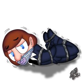 1boy big_nose blue_eyes bondage gagged male ringo_starr rope_bondage tape the_beatles