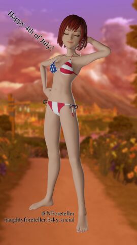 1girls 3d bikini blender female kairi kingdom_hearts naughty_foreteller red_hair self_upload square_enix