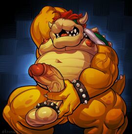 1boy 2024 anthro areola balls balls_grab balls_ring bara belly biceps big_balls big_muscles big_penis bowser bracelet claws cock_ring erection eyebrows fat fat_belly fat_male foreskin furry furry_male furry_only gay genitals glans hand_behind_head hi_res horn huge_balls huge_cock huge_muscles humanoid_genitalia humanoid_penis jewelry koenics koopa male male_only mario_(series) muscles muscular muscular_anthro muscular_male navel nintendo nipples non-mammal_balls non-mammal_nipples nude obese obese_anthro obese_male open_mouth open_smile overweight overweight_anthro overweight_male pecs penis penis_grab presenting presenting_penis saggy_balls scalie shell simple_background sitting smile solo spiked_balls_ring spiked_bracelet spiked_shell spiked_tail spikes spikes_(anatomy) tail teeth thick_arms thick_penis thick_thighs tongue uncircumcised vein video_games yaoi