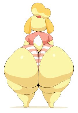 1girls animal_crossing anthro anthro_only arizonathevixen ass ass_bigger_than_body ass_bigger_than_head ass_bigger_than_torso ass_focus back_view big_ass big_thighs bubble_ass bubble_butt canid canine canis domestic_dog female female_only floppy_ears furry furry_only huge_ass hyper_ass isabelle_(animal_crossing) no_humans rear_view red_topwear short_tail smooth_fur solo solo_female striped_panties tail thick_thighs wide_hips yellow_body yellow_fur