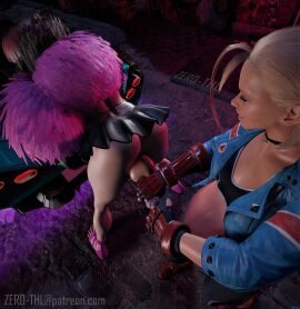 1futa 1girls 3d belly big_belly blonde_hair cammy_white cock-tail erection female female_on_futa fur_coat futa_on_female futa_wife futanari handjob intersex manon_legrand mostly_nude penis pink_hair pregnant pregnant_futa ready_to_pop street_fighter street_fighter_6 zero-thl