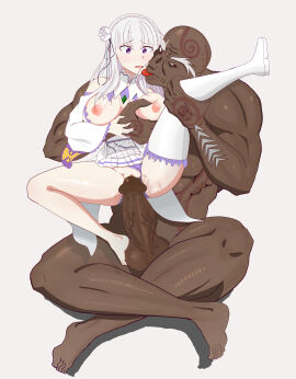 1boy 1girls about_to_be_raped apprehensive before_rape before_sex big_breasts big_dom_small_sub blush breasts dark-skinned_male dark_skin elf elf_ears elf_female elf_girl emilia_(re:zero) female flower_in_hair flower_ornament hair_ornament half-elf heroine_in_trouble imminent_sex licking light-skinned_female light_skin long_hair male male/female manhandling medium_breasts nonconsensual older_male older_male_and_younger_female panties_aside penis penis_against_pussy pointy_ears princess purple_eyes purple_panties pussy re:zero_kara_hajimeru_isekai_seikatsu resisting rom_(re:zero) royalty silver_hair thighhigh_boots very_long_hair white_hair worried worried_expression worried_face worried_look younger_female