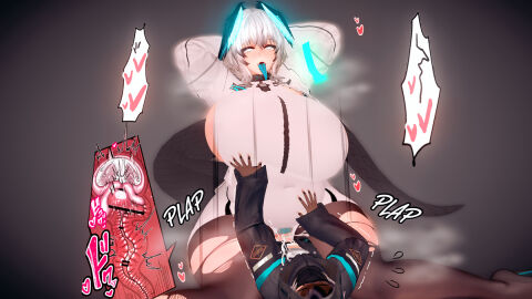 3d arknights bigger_female breasts chubby chubby_female cum doctor_(arknights) female femboy femboy_on_female ho'olheyak_(arknights) huge_breasts light-skinned_female male mature mommy penis pussy shimen small_dom_big_sub straight text white_hair x-ray