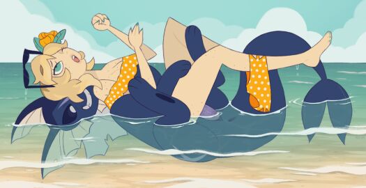 1boy 1girls animal_genitalia ayceedee beach blue_nails cetacean_genitalia clothed clothing colored_fingernails colored_nails drip_effect duo eeveelution eyewear eyewear_on_head female female_penetrated feral fingernails generation_1_pokemon genitals human human_on_feral humanoid interspecies male male/female male_pokemon/female_human male_vaporeon mammal nail_polish nails nintendo partially_clothed partially_submerged penetration pokemon pokemon_(species) pokephilia public public_sex sand sea sex sunglasses sunglasses_on_head swimwear vaporeon water zoophilia