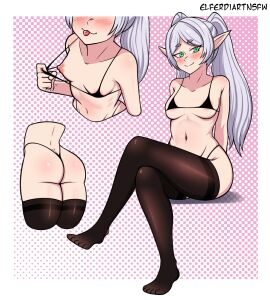 1girls ass blush breasts elf_female elferdiart elferdiartnsfw female frieren frieren_beyond_journey's_end long_hair panties pink_nipples presenting_nipple showing_ass showing_breasts small_breasts sousou_no_frieren thick_ass thick_thighs underwear white_hair