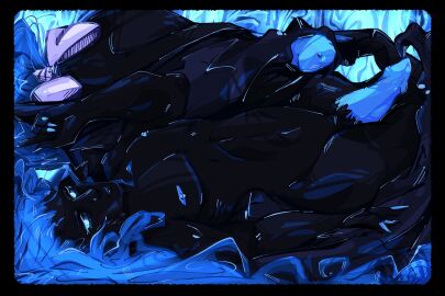 2_penises animal_genitalia animal_penis animated arched_back bat_wings blue_body blue_eyes blue_fire blue_hair bodily_fluids bow_ribbon centaur colored_fire cum cum_drip dripping equid equid_taur equine equine_genitalia equine_penis erection european_mythology fire genital_fluids genitals glowing glowing_eyes greek_mythology hair heresy_(saltdrip) hi_res humanoid_taur hybrid long_hair male mammal mammal_taur membrane_(anatomy) membranous_wings multi_genitalia multi_penis mythological_creature mythological_equine mythology nipple_piercing nipples pegasus pegasus_taur penis piercing pose prehensile_wings romantic saltdrip solo suggestive taur wings