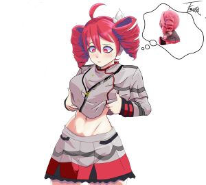 1girls 2d 2d_(artwork) ahoge belly big_breasts breasts clothed clothed_female clothing crop_top cropped_jacket curvy curvy_female curvy_figure exposed_belly exposed_midriff exposed_torso failed_lover fatass_teto_plush female female_only fully_clothed hair_ornament hairbow kasane_teto kasane_teto_(sv) large_breasts nail_polish navel painted_nails red_eyes red_hair red_nails shirt_lift skirt solo solo_female synthesizer_v thick_thighs thighs thought_bubble toned_stomach twin_drills utau white_background wide_hips