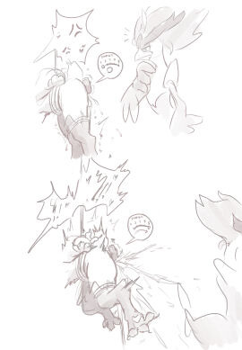 ambiguous_gender anthro beak biped bodily_fluids bondage bound cross-popping_vein dildo dildo_in_pussy dildo_insertion directional_arrow duo ejaculation feathers female frown fur generation_9_pokemon genital_fluids hi_res lying meowscarada monochrome nintendo on_side penetration pokemon pokemon_(species) pussy pussy_ejaculation quaquaval restraints rope rope_bondage sex_toy sex_toy_in_pussy sex_toy_insertion short_tail speech_bubble tail tenebscuro vaginal_fluids vaginal_penetration vibrator vibrator_in_pussy