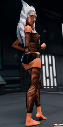 3d ahsoka_tano blender breasts clone_wars female fishnet_legwear fishnets jedi johndamnman orange_body posing star_wars the_clone_wars:_season_seven togruta