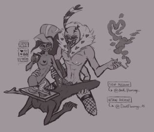 1girls 2boys 4_arms bald bald_male black_body breasts cock covered_nipples darkflamingo_18 demon female fishnet_legwear fishnet_stockings fishnets gay gay_sex glasses handjob hazbin_hotel interracial interracial_sex interspecies long-haired_female long_hair long_tongue male male_penetrated male_penetrating male_penetrating_male masturbating_other masturbating_while_penetrated masturbating_while_watching masturbation moth multi_arm multi_limb naked naked_female naked_male penis pierced_nipples polyamory polygamy ponytail recording recording_on_phone sketch skinny skinny_female skinny_male small_breasts smile smoke smoking stockings threesome tv_head valentino_(hazbin_hotel) veesome velvette vivienne_medrano vivziepop vox_(hazbin_hotel)