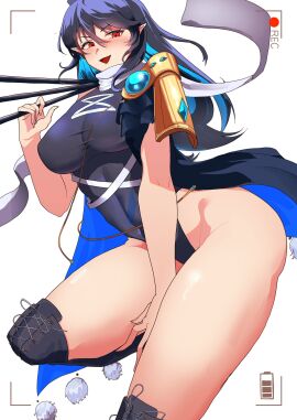 1girls big_breasts black_hair breasts camera_hud camera_view clothed_female female iizunamaru_megumu light-skinned_female light_skin pointy_ears recording red_eyes sideass solo solo_female tengu thick_thighs thighs touhou urizaku3 white_background