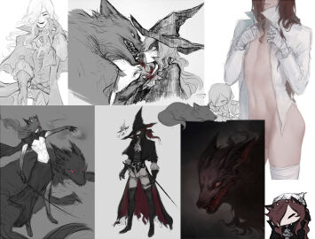 1boy animal_ears ascot balls bandaged_arm bandaged_hand bandages black_cape black_gloves black_hands black_vest cape closed_eyes collared_shirt colored_extremities erection fox fox_boy fox_ears full_body furry gloves happy hat heart high_collar holding holding_sword holding_weapon horns injury long_hair magic male monster multicolored_hair multiple_views naked_shirt natthelich navel nipples open_clothes open_mouth open_shirt original pale_skin pectorals penis pink_lips red_eyes renard_beauchene_(nat_the_lich) scared sharp_teeth shirt skinny smile smoke stomach sweat sword teeth testicles two-tone_hair vest waistcoat wavy_hair weapon white_ascot white_shirt wide-eyed wide_brim witch_hat