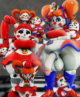 3d animatronic baby_(fnafsl) balls big_cock big_cocks bow bow_in_hair bow_ribbon circus_baby circus_baby_(fnaf) circus_booby circus_queen_(justaperson) clown clown_girl crown dick_on_head dickgirl female five_nights_at_freddy's five_nights_at_freddy's:_sister_location futanari ginger ginger_hair huge_cock huge_cocks intersex jordevoir justaperson_queendom orange_hair penis plush plush_baby plush_booby plush_princess_(justaperson) plushie red_hair robot robot_girl sister_location steam steaming_body steamy sweaty_balls sweaty_body tiara white_skin white_skin_(monochrome)