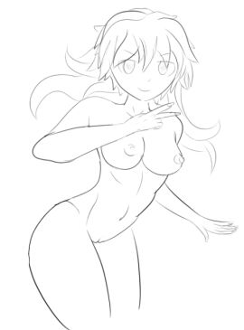 1female 1girls female looking_at_viewer nude sketch solo_female