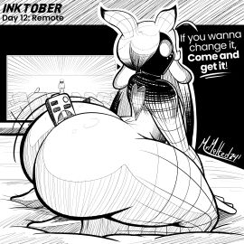 1girls ass ass_body ava_(fortnite) between_buttocks big_ass bottom_heavy bubble_ass bubble_butt dialogue fat_ass female female_only fortnite huge_ass inktober large_ass looking_at_viewer massive_ass mrmelted object_between_ass png remote side_view solo talking_to_viewer tarr_(fortnite) text thick_ass thick_thighs thunder_thighs wide_hips