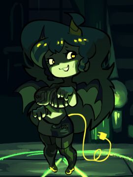 areolae artist_request big_breasts breasts chocolate_on_breasts edit female friday_night_funkin friday_night_funkin:_funkadelix friday_night_funkin_mod funkadelix_girlfriend_(friday_night_funkin) girlfriend_(friday_night_funkin) halloween horns nipple_piercing nipples piercing ripped_dress succubus_costume succubus_girlfriend_(fnf) tail thighhighs topless wings